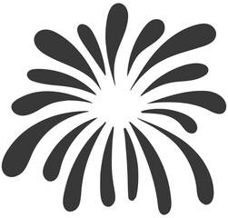 A graphic illustration of a flower-like abstract design on a white background