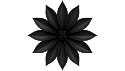 Dark, stylized floral graphic with radial symmetry on a black background