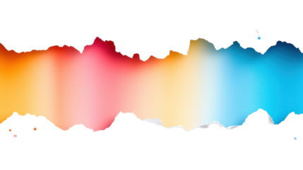 Torn Paper with Gradient Colors on Transparent Background