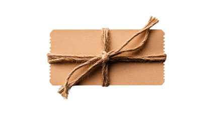 Brown Paper Card with Twine on Transparent Background
