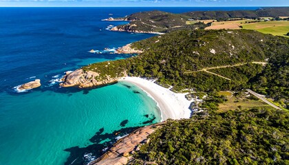 Aerial View of Tropical Beach and Coastline.