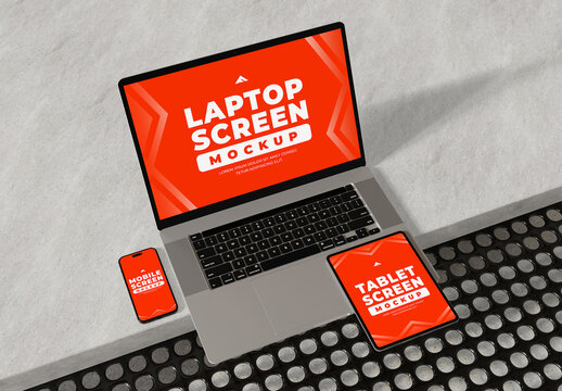 Dual Device Laptop and Mobile Screen Mockup for Cross-Platform UI Showcases