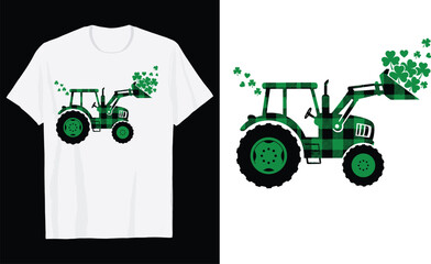 St. Patrick&rsquo;s Day Buffalo Plaid Tractor T-Shirt Design