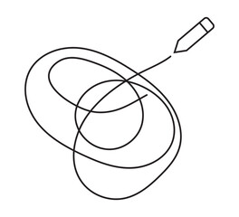 Abstract Continuous Line Scribble with Pen &ndash; Minimal Hand Drawn Doodle Illustration