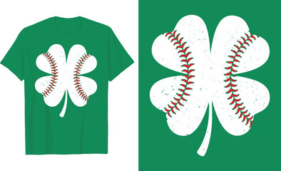 St. Patrick's Day Baseball Shamrock T-Shirt Design