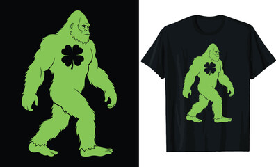St. Patrick's Day Bigfoot Shamrock T-Shirt Design
