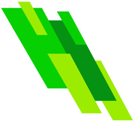 A graphic illustration of green shapes on a white background