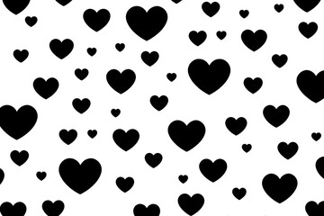 A pattern of black hearts on a white background
