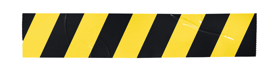 Caution Tape With Yellow And Black Diagonal Stripes On Transparent Background