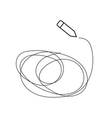 Abstract Continuous Line Scribble with Pen &ndash; Minimal Hand Drawn Doodle Illustration