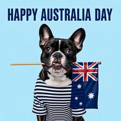 Cute dog celebrating australia day with national flag
