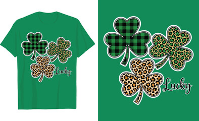 St. Patrick's Day Mixed Pattern Lucky Clovers T Shirt Design