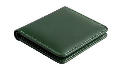 Green leather wallet isolated on transparent background