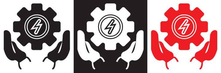 Factory Industry Icons Set in Red Black. Minimal factory and manufacturing icons production, automation, and energy concepts, presented as clean vector illustrations in black, white EPS10/AI.
