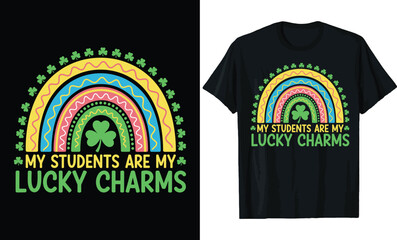 St. Patrick's Day Teacher Rainbow T-Shirt Design