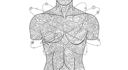 human torso anatomy with abstract mental pattern illustration