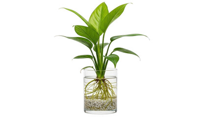 Naklejka premium Green plant in glass vase isolated on transparent background