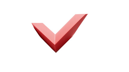 3D check mark emerging from flat surface, dynamic visual concept, clean white space isolated on a Transparent background, PNG file.