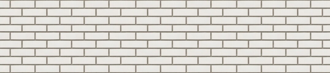 Obraz premium White brick wall panorama with grey mortar and clean masonry texture for backgrounds