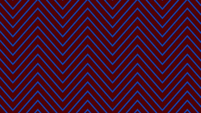A close-up view of a repeating geometric pattern featuring thin blue zigzag lines against a deep maroon background, creating a dynamic and textured visual effect.