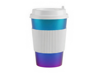 Colorful travel mug isolated on transparent background