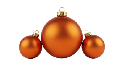 Golden christmas ornaments isolated on white background