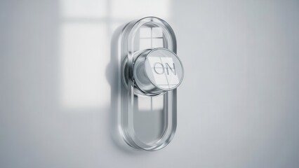 Metallic Power Button Icon Representing On Off Control, Digital Startup Activation, Technology Interface Design, Electronic Device Operation, Modern User Interface Elements, System Control Symbols, En