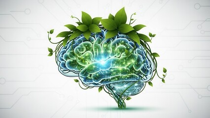 Artificial Intelligence Brain Concept Illustration Representing Machine Learning, Neural Networks, Cognitive Computing, Smart Technology Systems, Digital Intelligence Evolution, Data Processing Power,