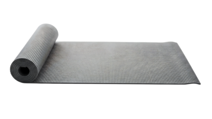 Gray textured yoga mat isolated on white background