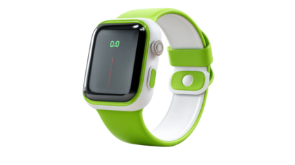 3D icon of sporty fitness tracker wristwatch, isolated on a Transparent background, PNG file.