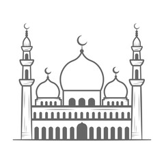 line art illustration of a mosque Mosques silhouettes and lineart