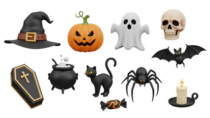 Halloween icons collection isolated on white background