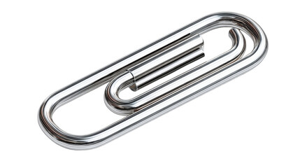 3D paper clip background with brushed steel texture isolated on a Transparent background, PNG file.