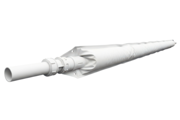 White fabric textile ventilation duct tube for air circulation isolated on transparent background