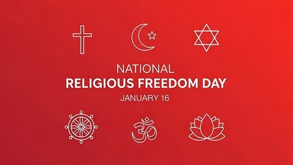National Religious Freedom Day January 10th Diverse Symbols.