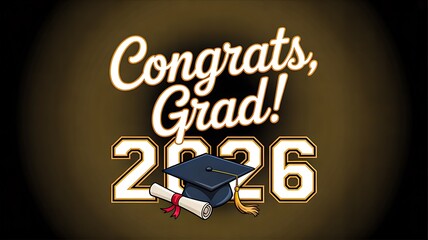 Congrats grad 2026 graduation celebration with cap
