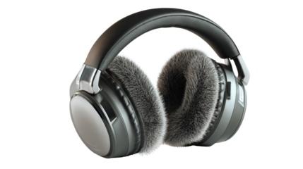 3D render of noise-canceling headphones with soft ear cushions isolated on a Transparent background, PNG file.