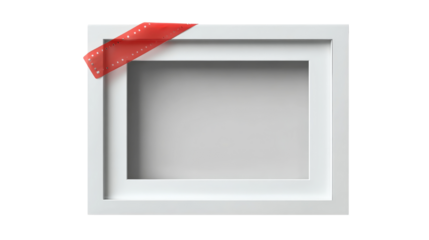 3D render of Polaroid frame with transparent tape strip, on pure white surface isolated on a Transparent background, PNG file.