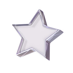 Obraz premium 3d Rendering Purple Star Element with glossy, reflective surface. Dispersed glass. Holographic object in Y2K style. Decorative element for social media