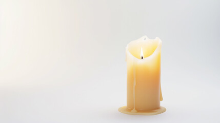 Decorative Candle with Realistic Wax Texture on White Background.