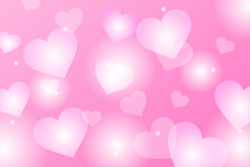 ピンク背景に白いハートが浮かぶバレンタイン向け可愛いイラスト