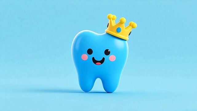 CartoonBlueToothwithYellowCrown