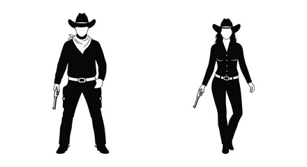 A striking pair of western figures depicted in a detailed black silhouette © Rita