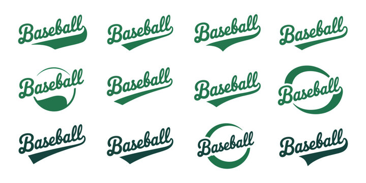 Baseball Typography Swoosh Elements with Curved Swash and Varsity Style