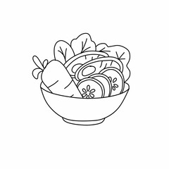 Mixed vegetable salad bowl vector