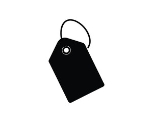Black silhouette of a tilted price tag or label with a loop on a white background vector illustration