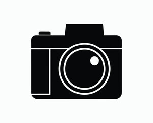 Black silhouette of a vintage camera on a white background retro camera photography