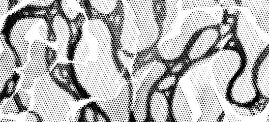 Pixelated bitmap gradient texture. Black and white dither pattern background. Abstract glitchy pattern. 8 bit video game screen wallpaper. Wide raster backdrop. Retro pixel art Illustration