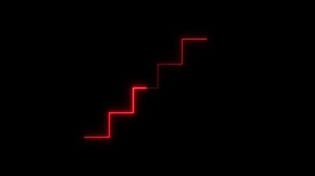 Business graph chart neon bright royal, glowing neon business graph chart icon animation for business growth, success and financial performance concept