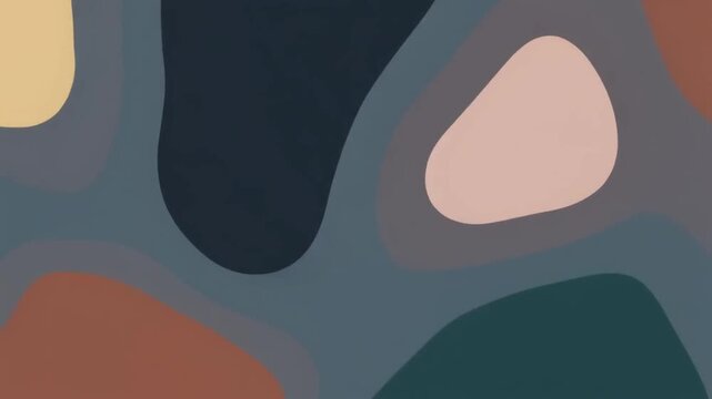 Abstract artwork featuring organically shaped patches in muted, earthy tones